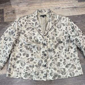 Lafayette 148 New York Floral Satin Jacquard Jacket Size 18